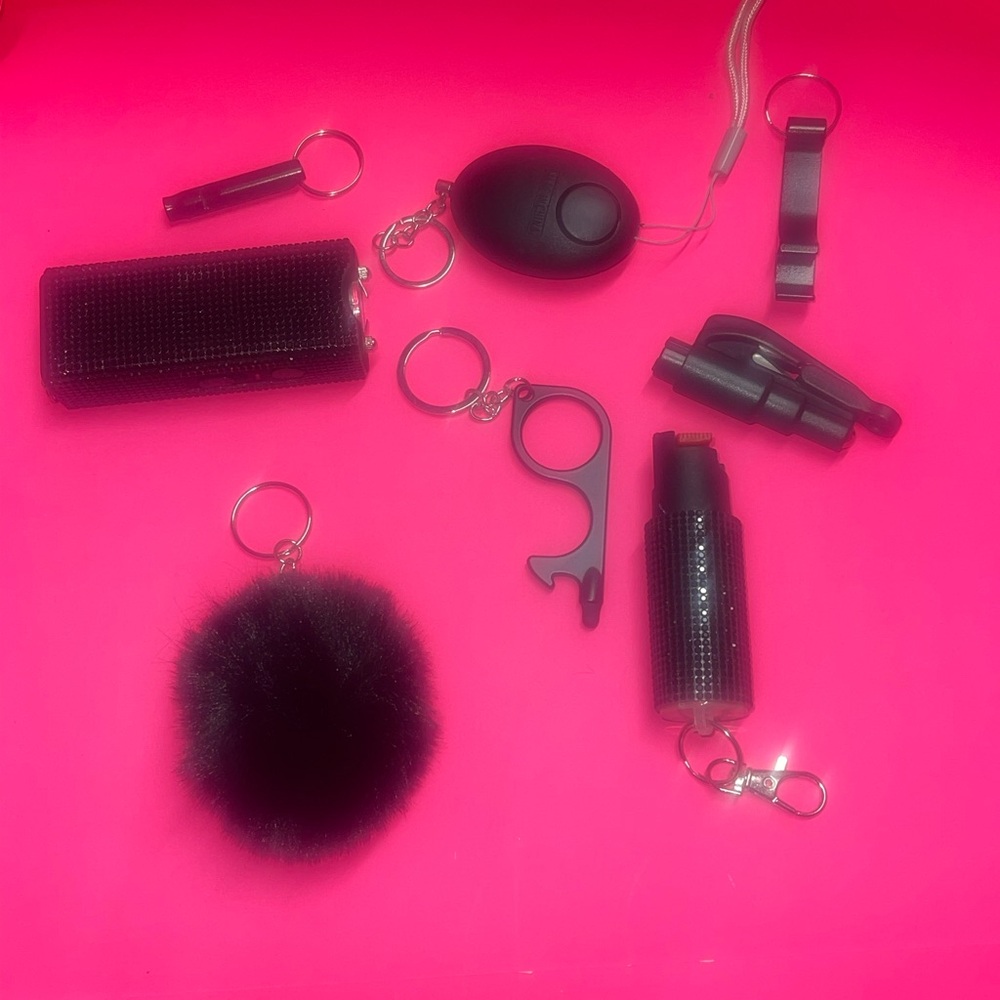 Black Rhinestone Multi use Keychain Accessory Set